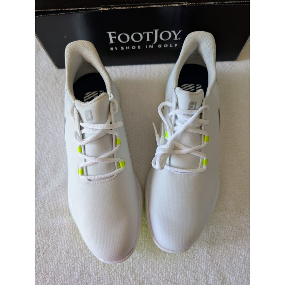 FootJoy Stratolite Spikeless Golf Shoes Men 9.5M White Lime Waterproof